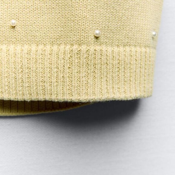 ZARA JEWEL AND PEARL KNIT TOP - Picture 6 of 7